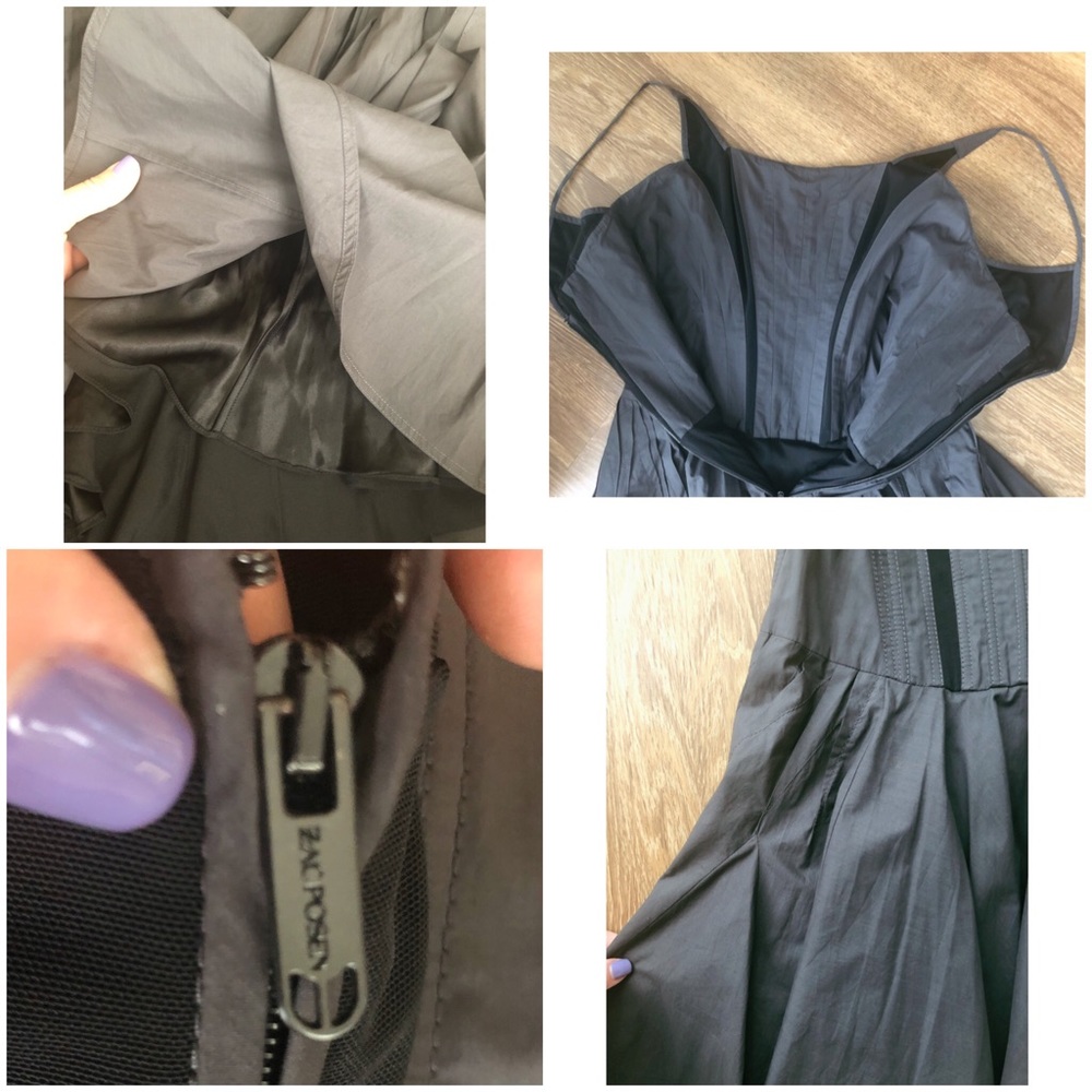 Zac Posen Gray Black Corset Bustier Dress SZ 8 6 - Picture 8 of 8